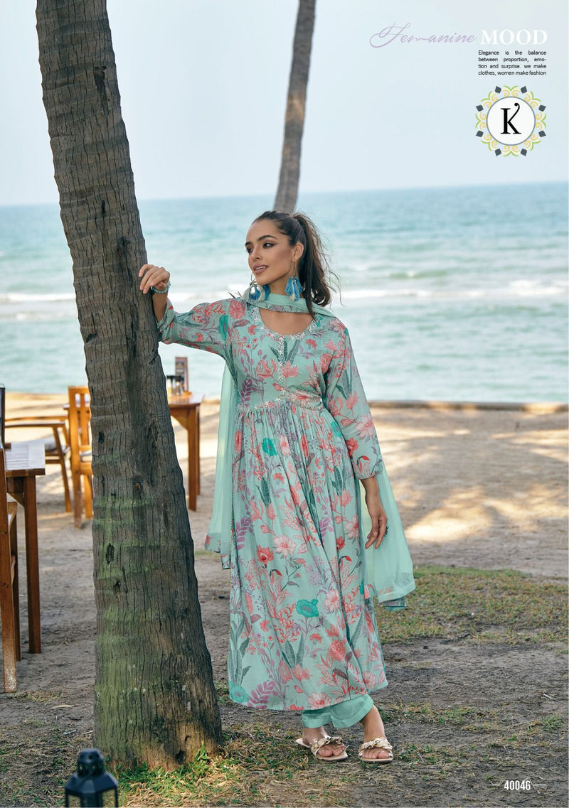 Kailee Fashion Ragmala Pure Vicose Nyra Cut Fancy Handwork Kurti Collection