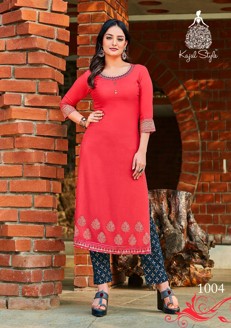 Kajal Style Fashion Dream Vol 1 Rayon Fancy Embroidery Work Kurti Collection