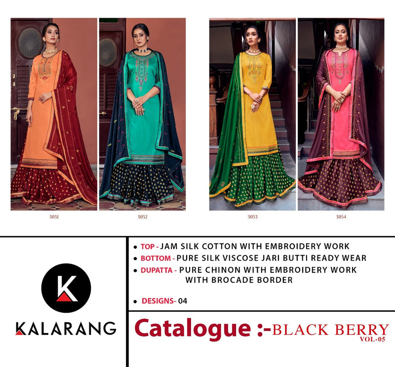 Kalarang Fashion Black Barry Vol 5 Jam Silk Cotton With Heavy Embroidery Work Exclusive Pakistani Salwar Kameez