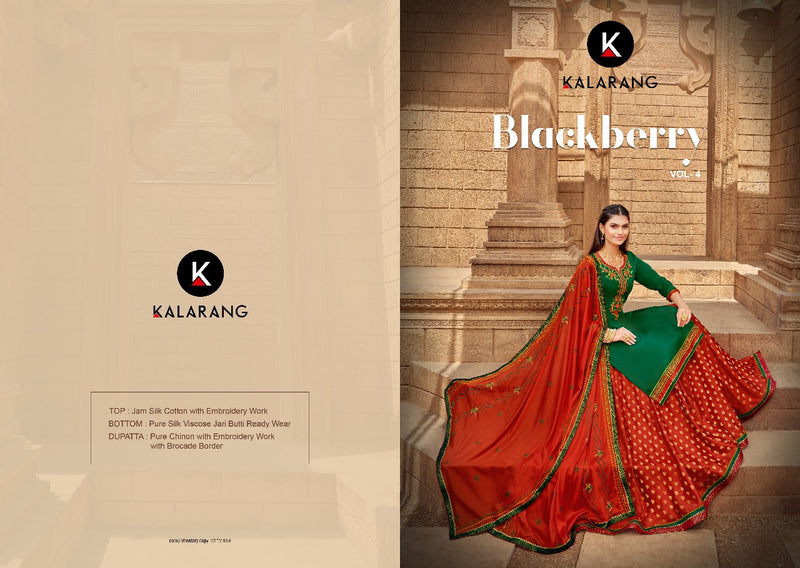 Kalarang Fashion Black Berry Vol 4 Jam Silk Cotton Embroidery Work Salwar Kameez