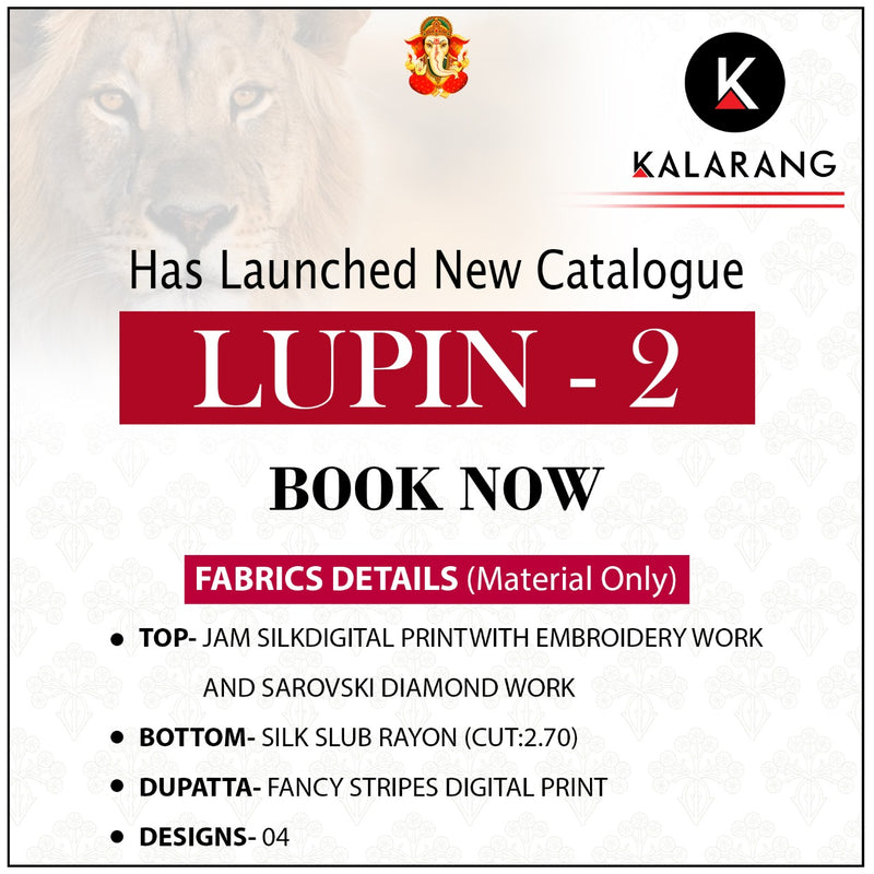 Kalarang Fashion Lupin Vol 2 Jam Silk Print With Embroidered Sarvoski Diamond Work Salwar Kameez