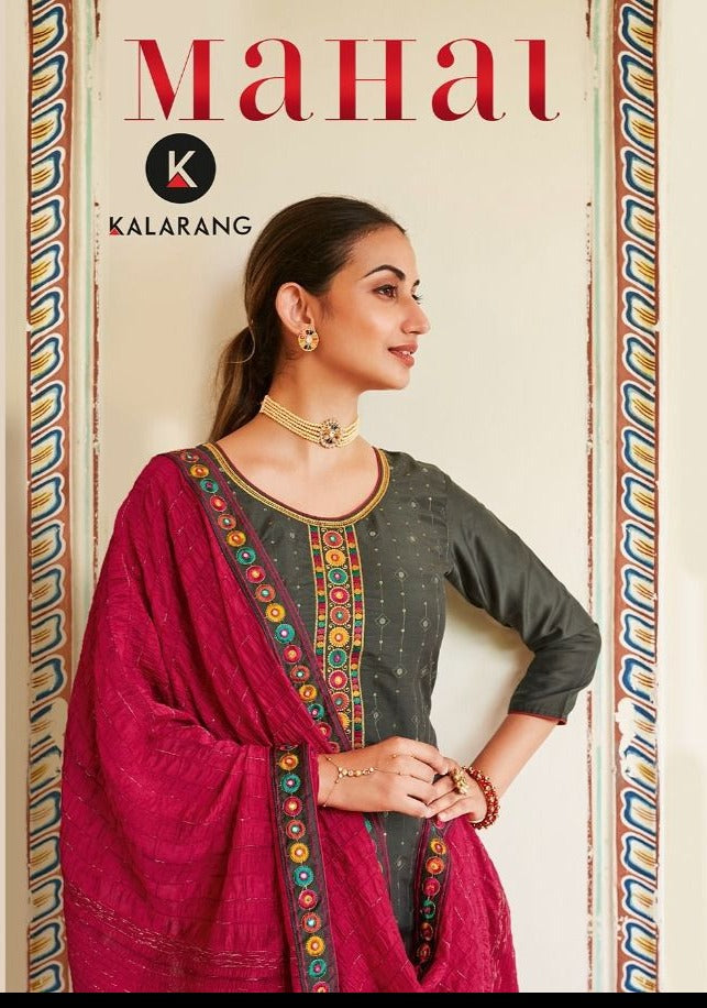 Kalarang Fashion Mahal Parampara Silk Embroidered Silk Designer Salwar Kameez