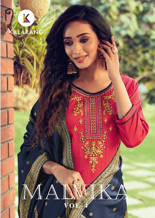 Kalarang Fashion Malvika Vol 4 Jam Silk Cotton With Embroidery Work Salwar Kameez