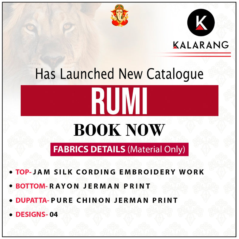 Kalarang Fashion Rumi Jam Silk Embroidery Work Designer Wear Salwar Kameez