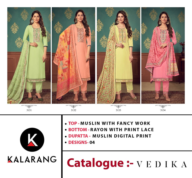 Kalarang Fashion Vedika Maslin With Fancy Work Salwar Suit