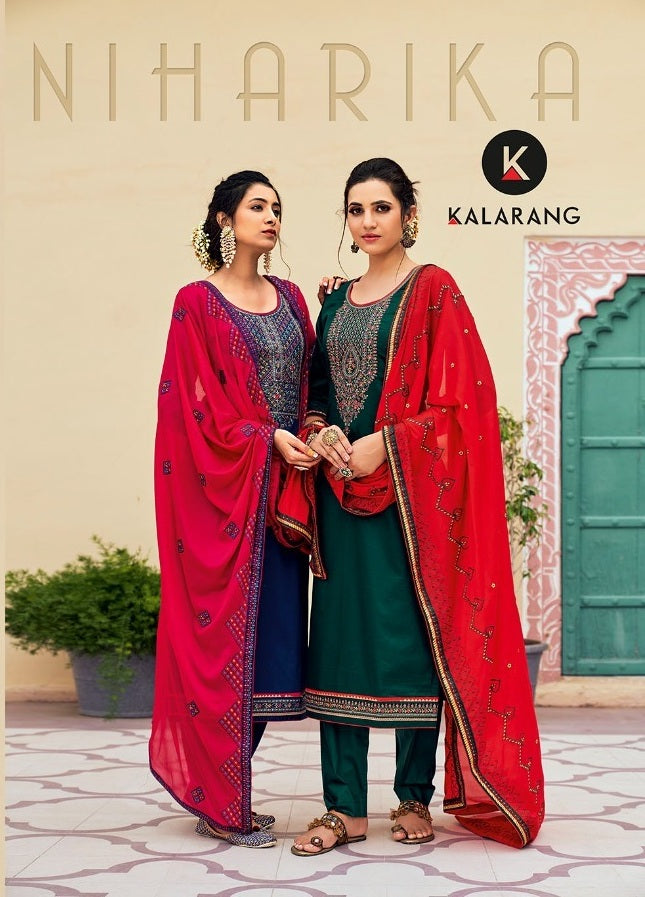 Kalarang Nihara Jam Silk With Coding Work Fancy Designer kurti