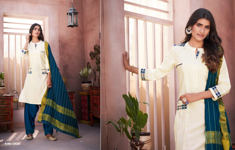 Kalaroop Avenue Patiyala Rayon Flex With Embroidery Work Partywear Readymade Suits