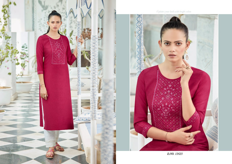 Kalaroop Kajree Fashion Kites Vol 2 Silk Embroidery And Sequence Neck Work Exclusive Fancy Kurtis