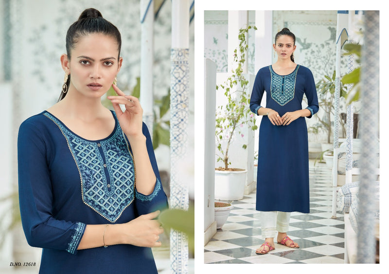 Kalaroop Kajree Fashion Kites Vol 2 Silk Embroidery And Sequence Neck Work Exclusive Fancy Kurtis