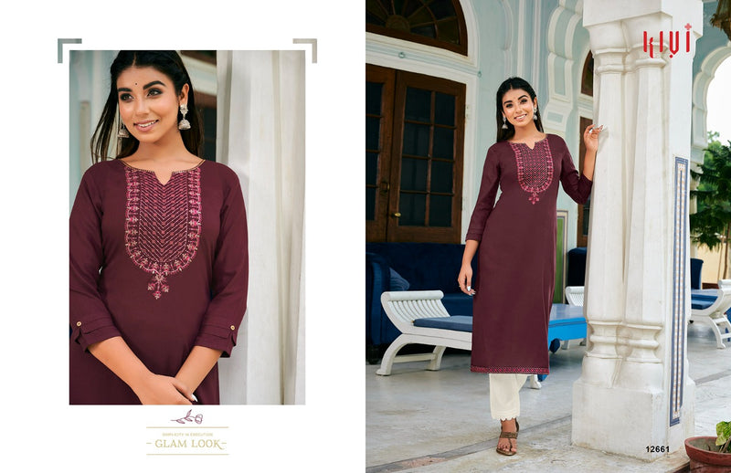 Kalaroop Kajree Fashion Kivi Vol 3 Fancy Lining With Exclusive Embroidery Neck Work Readymade Kurtis