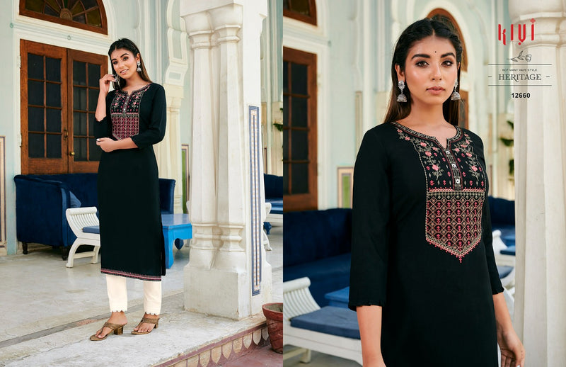 Kalaroop Kajree Fashion Kivi Vol 3 Fancy Lining With Exclusive Embroidery Neck Work Readymade Kurtis