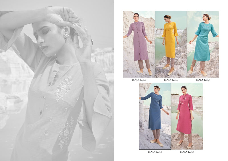 Kalaroop Kajree Fashion Omega Rayon With Khatli Work And Embroidery Work Fancy Readymade Regular Wear Kurtis