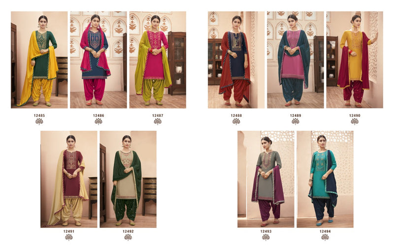 Kalaroop Kajree Fashion Rich Patiyala Maska Cotton Silk With Work Salwar Suits