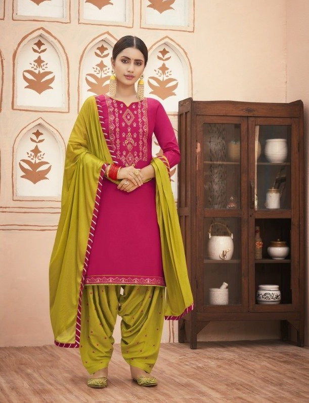 Kalaroop Kajree Fashion Rich Patiyala Maska Cotton Silk With Work Salwar Suits