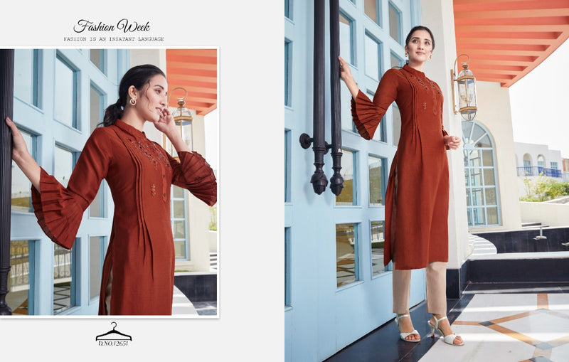 Kalaroop Kajree Fashion launch By Octavia Vol 9 Lining Silk Exclusive Handwork Regular Wear Long Kurtis