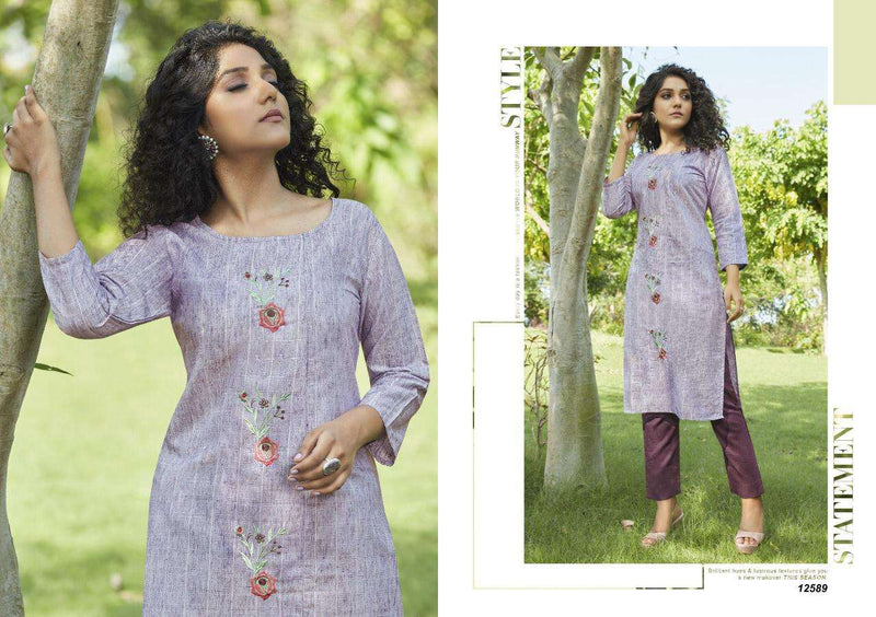 Kalaroop Kajree Kivi Vintage Lurex Silk With Embroidery Work Fancy Readymade Long Straight Fancy Casual WearKurtis