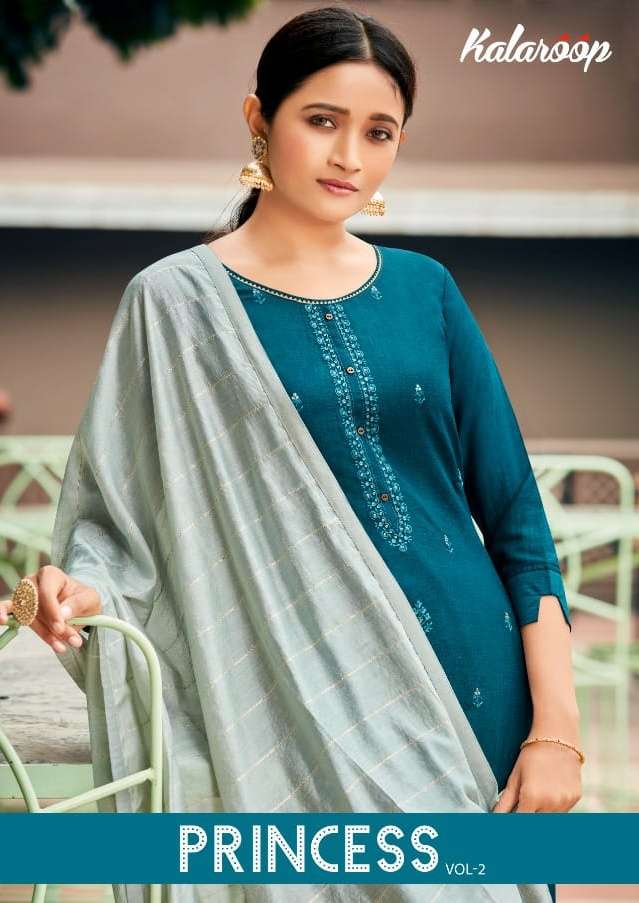 Kalaroop Kivi Princess Vol 2 Lining Silk With Embroidery Work Kurti