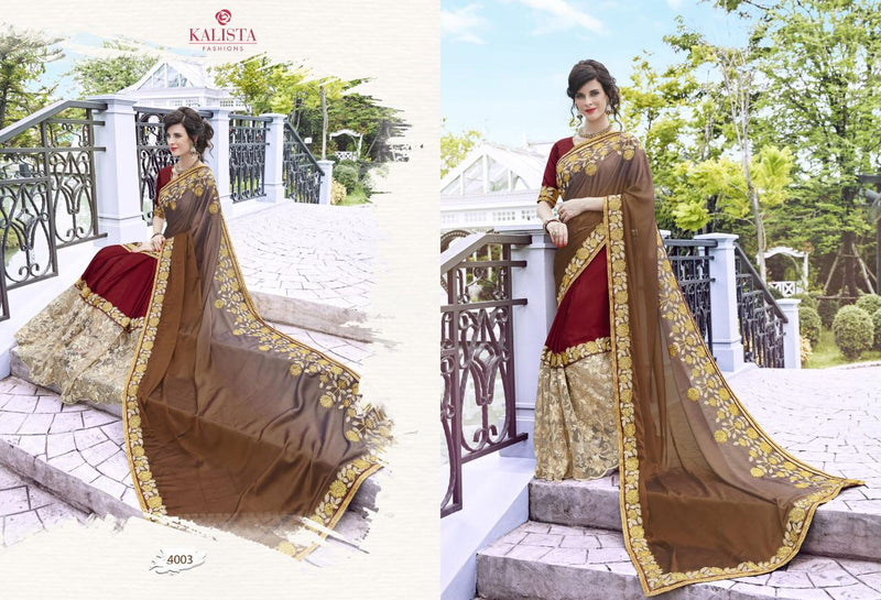 Kalista Fashion Akshara Rangoli Crepe With Georgette Designer Sarees