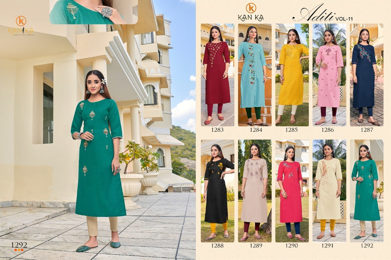Kanika Fashion Launch By Aditi Vol 11 Rubby Silk With Embroidery Work Exclusive Readymade Kurtis