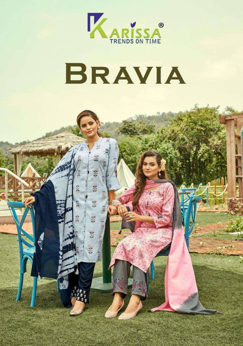 Karissa Launch By Bravia Slub Viscose Foil Printed With Fancy Handwork Gorgeous Look Casual Wear Kurtis