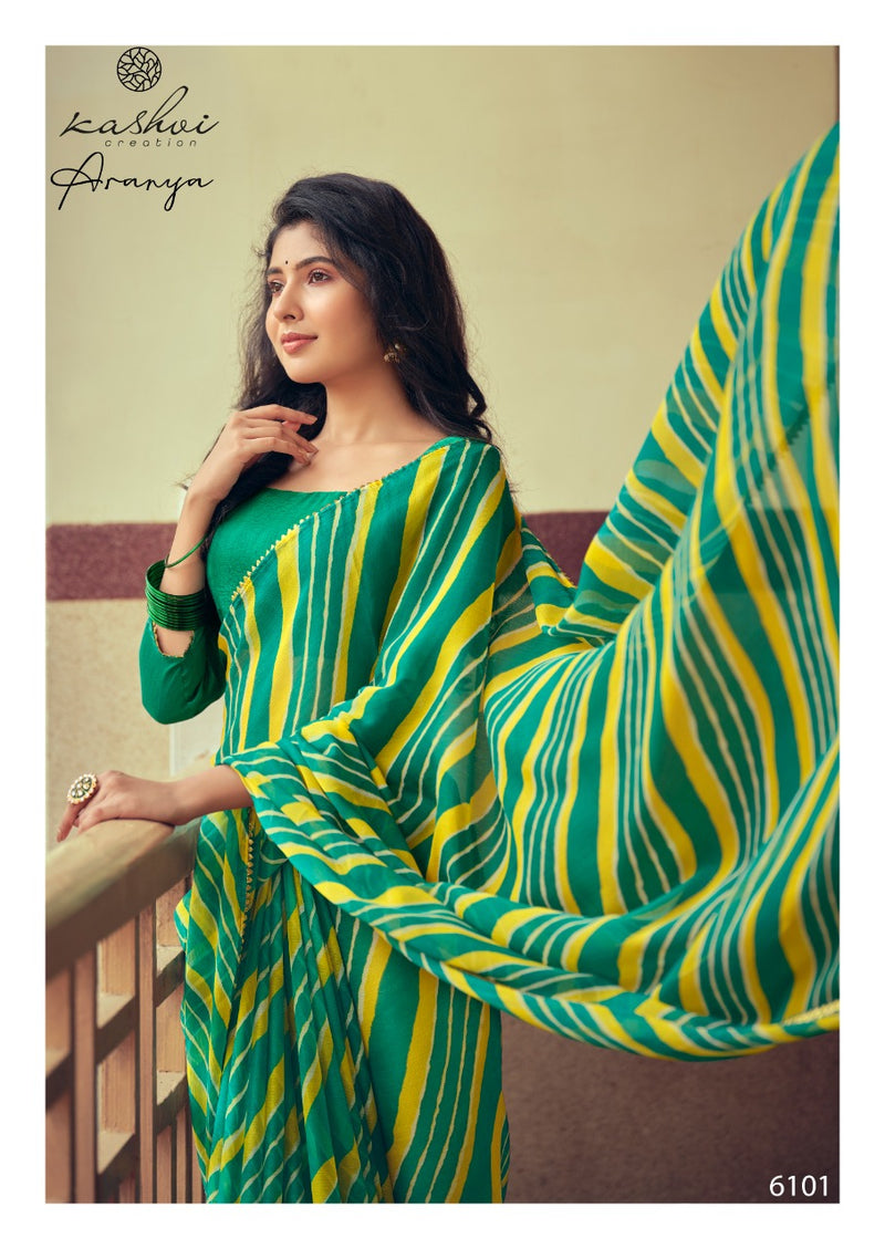 Kashvi Creation Aranya Chiffon With Gota Patti Exclusive Designer Printed Casual Wear Sarees