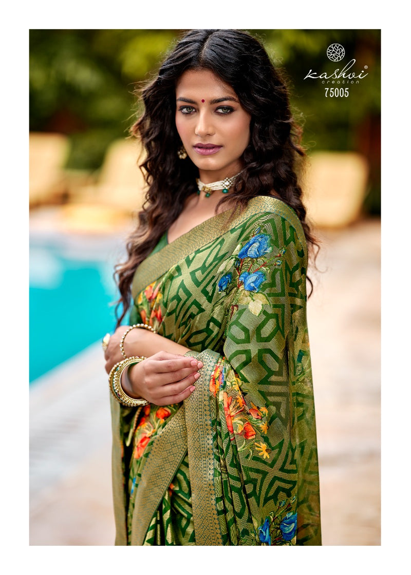 Kashvi Creation Drishti Chiffon Brasso With Fancy Lace Designer Saree