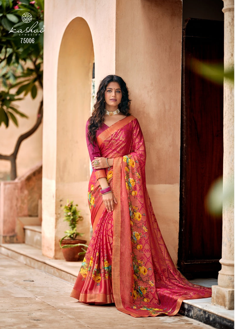 Kashvi Creation Drishti Chiffon Brasso With Fancy Lace Designer Saree