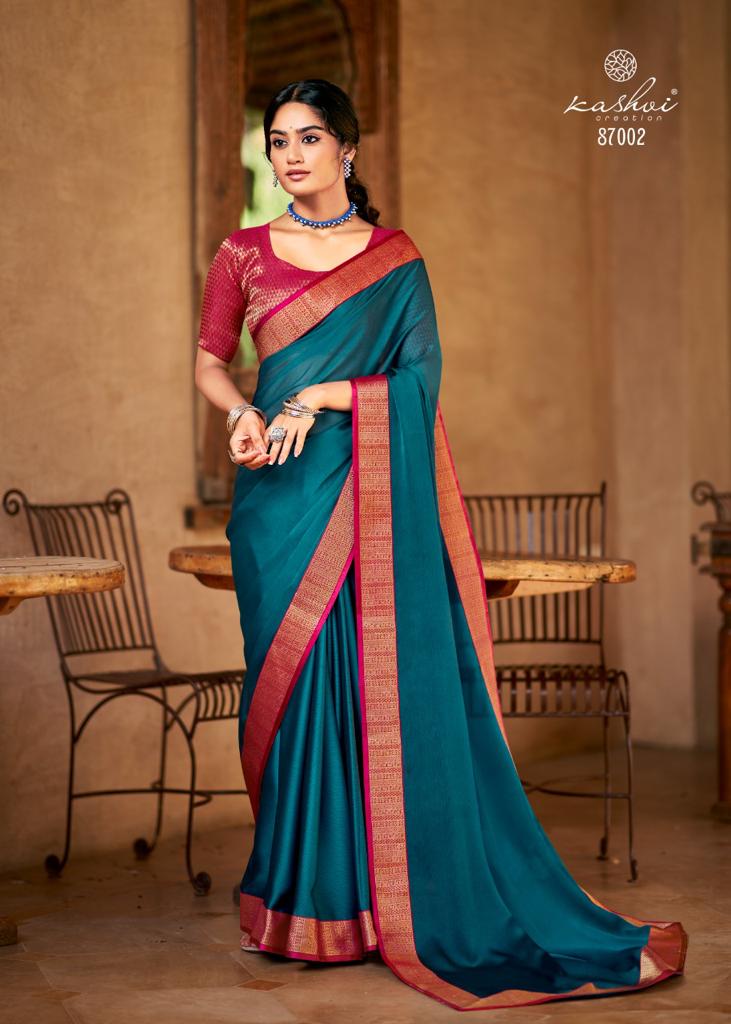 Kashvi Creation Kaveri Chiffon With Fancy Lace And Heavy Blouse Saree