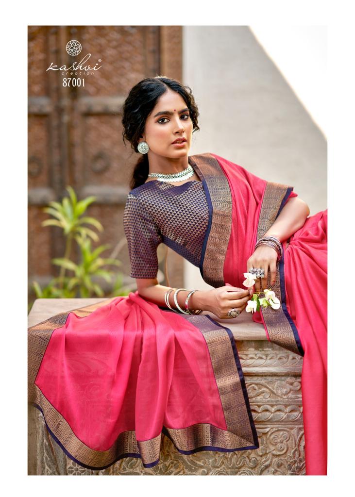 Kashvi Creation Kaveri Chiffon With Fancy Lace And Heavy Blouse Saree