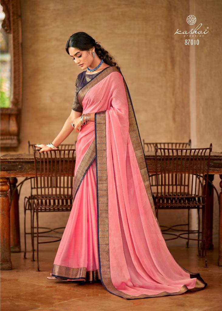 Kashvi Creation Kaveri Chiffon With Fancy Lace And Heavy Blouse Saree