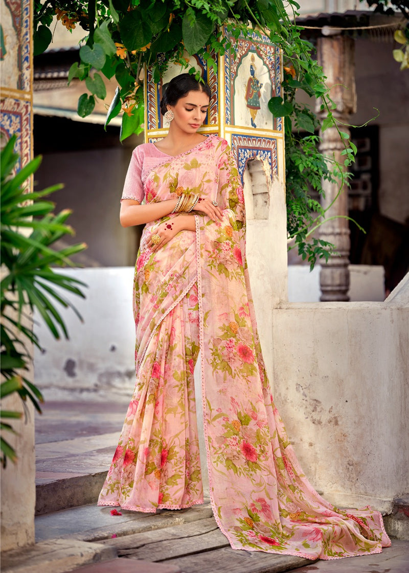 Kashvi Creation Launch By Olivia Chiffon With Fancy Lace Exclusive Designer Casual Wear Saree