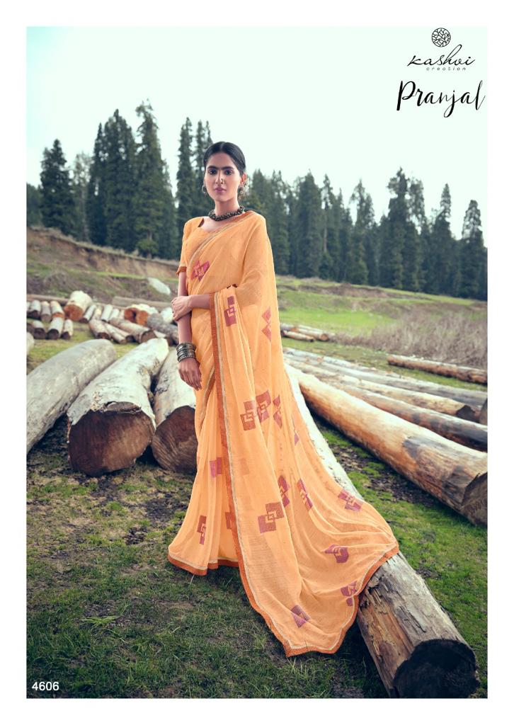 Kashvi Creation Launch By Pranjal Sahi Chiffon With Exclusive Printed Cmfortable Regular Wear Sarees