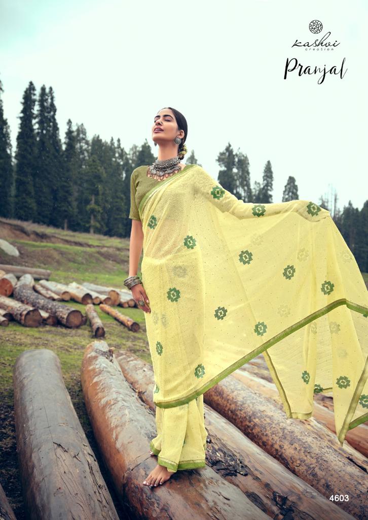 Kashvi Creation Launch By Pranjal Sahi Chiffon With Exclusive Printed Cmfortable Regular Wear Sarees