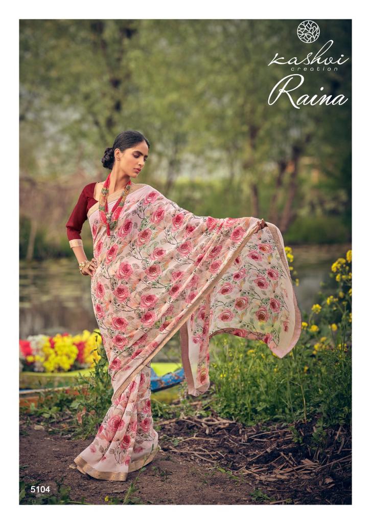 Kashvi Creation Launch By Raina Georgette With Classic Look Printed Design Fancy Casual Wear Sarees