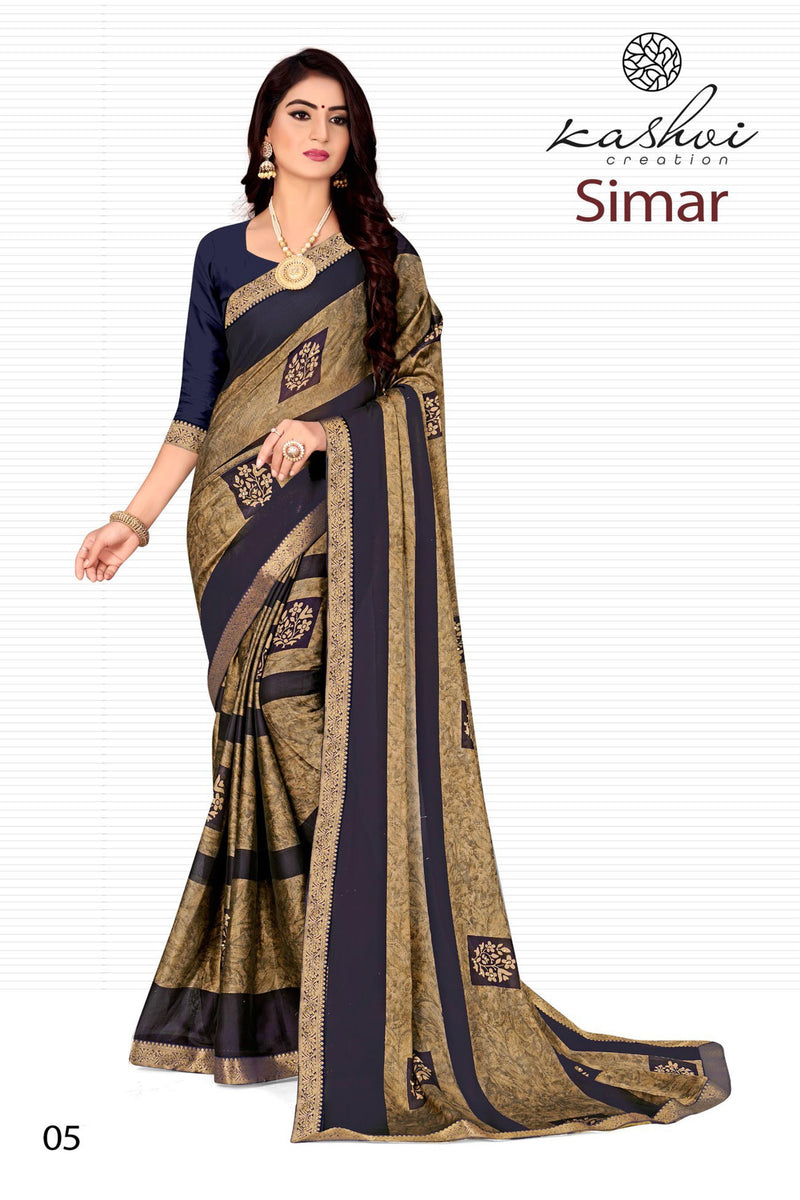 Kashvi Creation Launch Simar Black Rangoli With Diamond Work Printed Casual Wear Saree