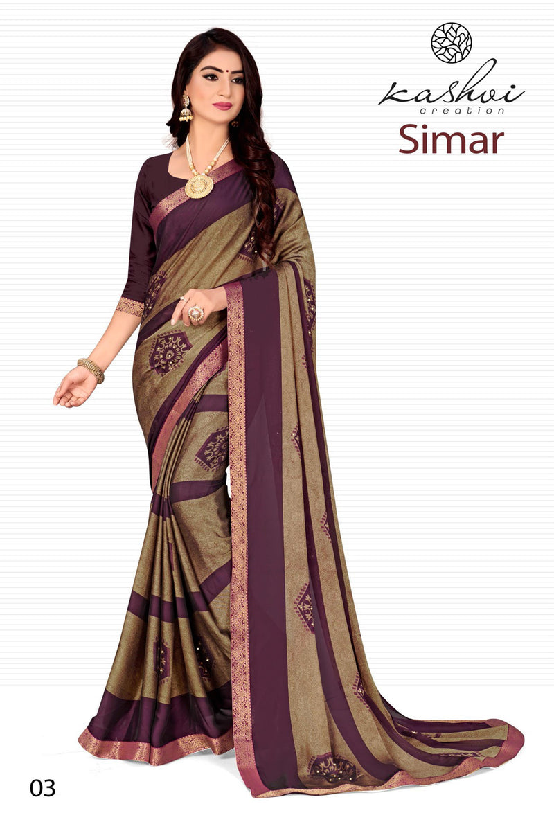 Kashvi Creation Launch Simar Black Rangoli With Diamond Work Printed Casual Wear Saree