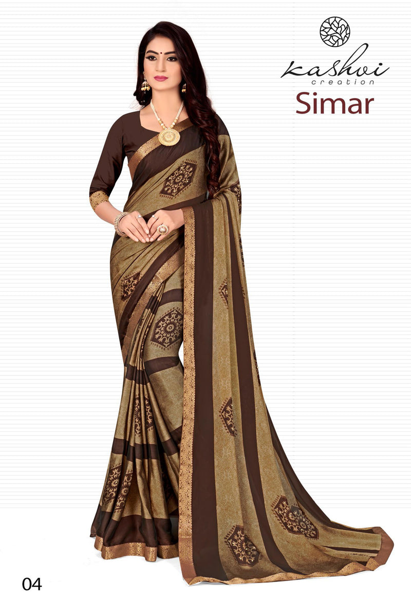 Kashvi Creation Launch Simar Black Rangoli With Diamond Work Printed Casual Wear Saree