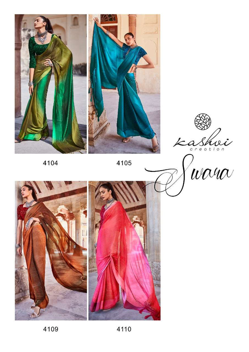 Kashvi Creation Swara Chiffon Satin With Designer Blouse And Party Wear Saree