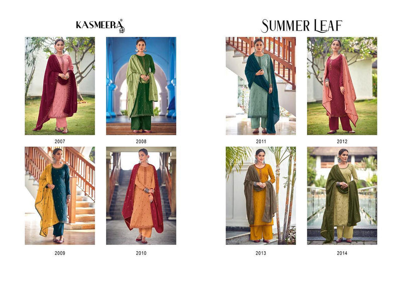 Kasmeera Summer Leaf Sparkal Silk Yok Dress Material Salwar Suits