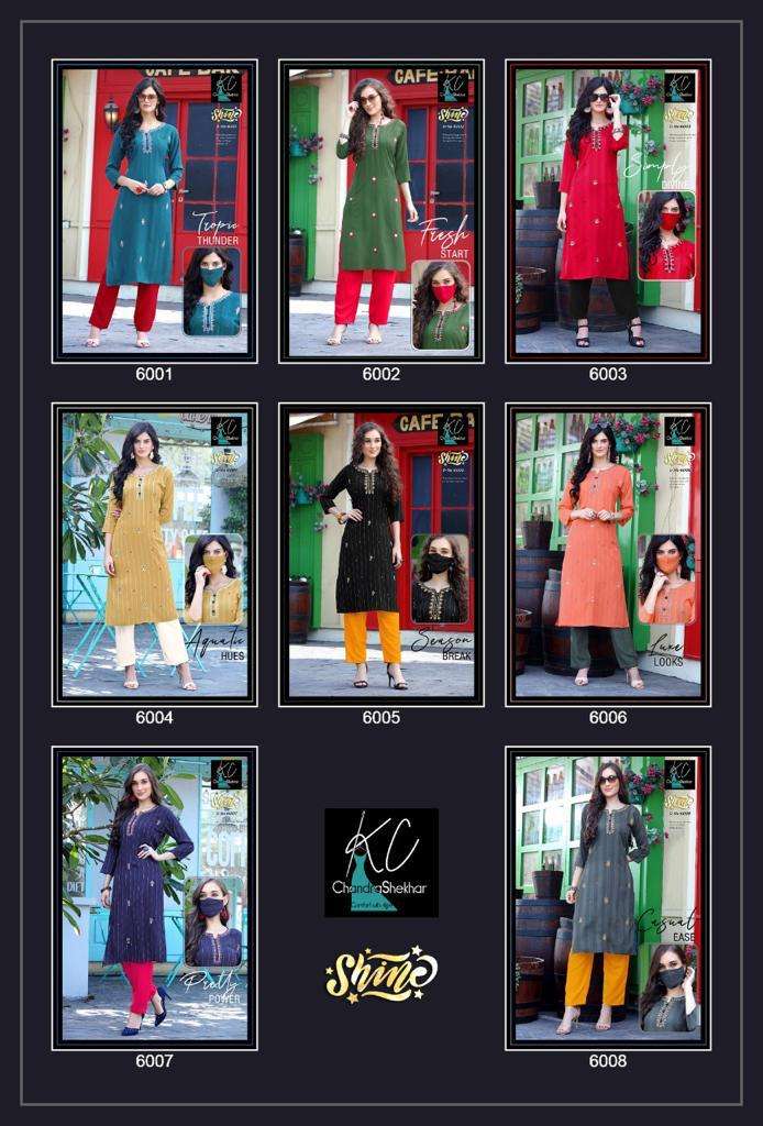 Kc Frocks Vol 1 Shine Vol 6 Heavy Rayon With Stripe Exclusive Look Regular Wear Kurti With Pant