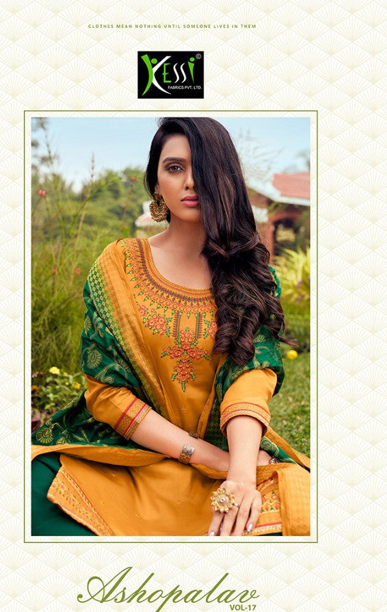 Kessi Fabrics Asopalav Vol 17 Jam Silk Embroidery Work Designer Salwar Suit