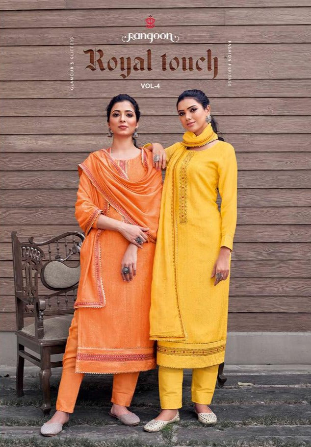 Kessi Fabrics Royal Touch Vol 4 Pure Heavy Muslin Lucknowi Work Kurti Wear