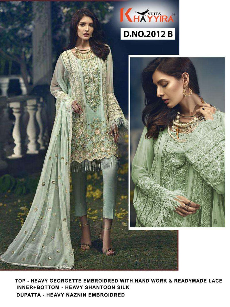 Khayyira Suit Cross Stitch Georgette Heavy Embroidery Work Dresses