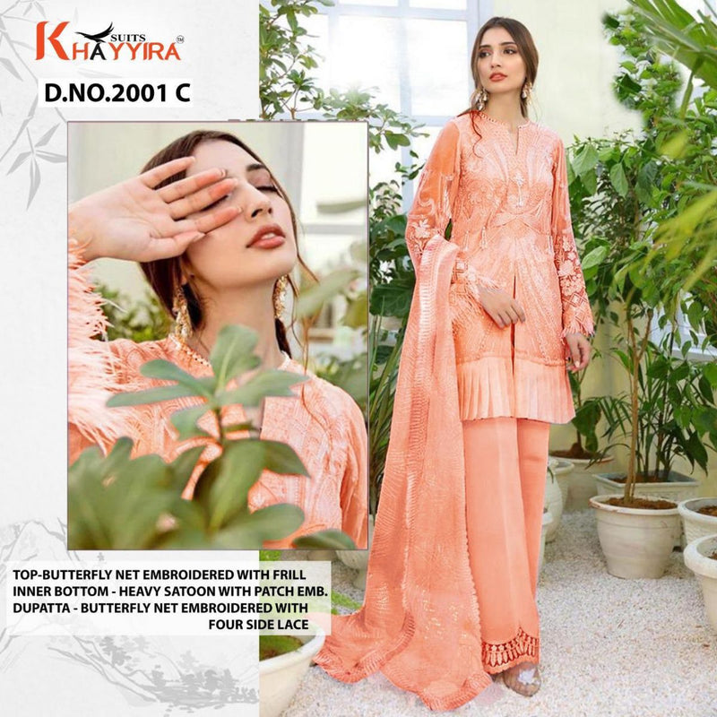 Khayyira Suits Launch Mahgul Butterfly Net With Heavy Embroidery Work Designer Party Wear Pakistani Salwar Suits With Dupatta