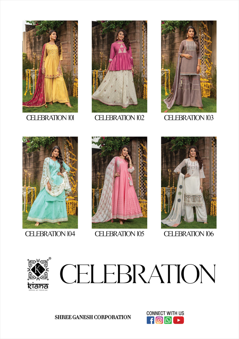 Kiana Fashion Celebration Muslin Georgette Sequence Lucknowi Work Kurti Wholesale