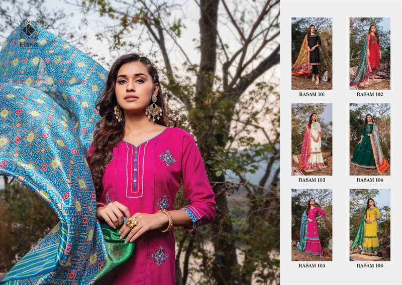 Kiana Fashion Rasam Muslin Silk Patola Print Thread Work Stylish Kurti Wear