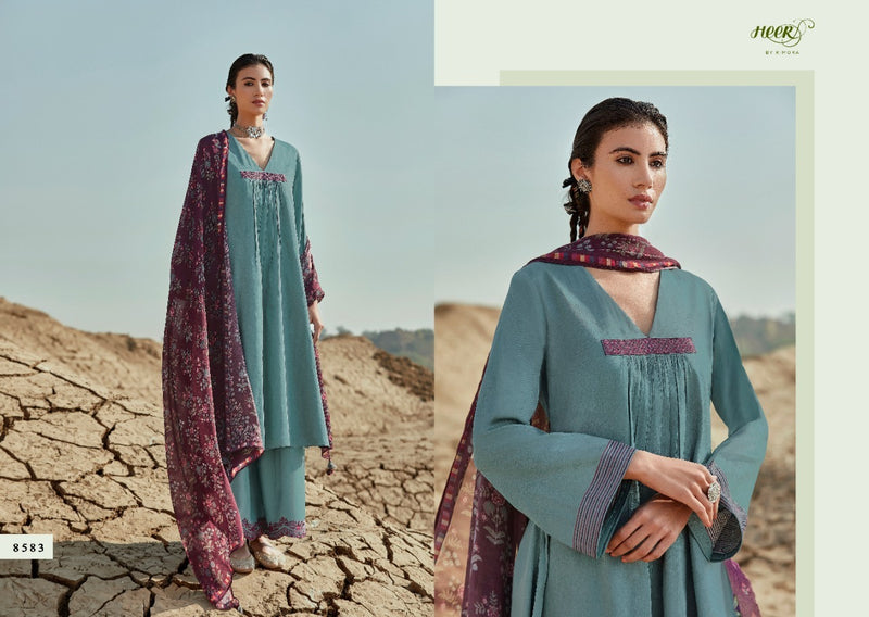 Kimora Heer Divani Pure Tusser Silk Embroidery Work Salwar Kameez