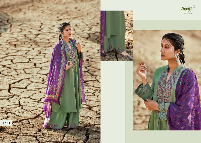 Kimora Heer Divani Pure Tusser Silk Embroidery Work Salwar Kameez