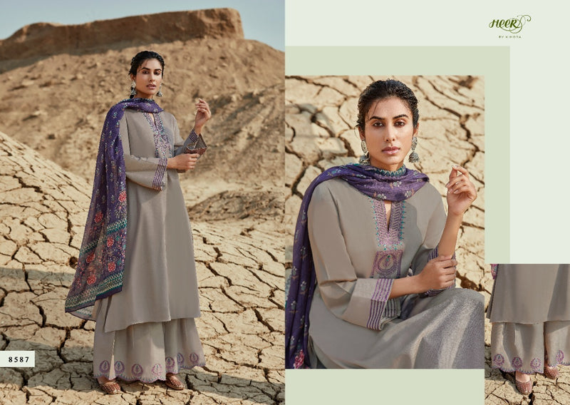 Kimora Heer Divani Pure Tusser Silk Embroidery Work Salwar Kameez