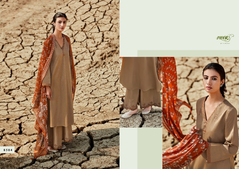 Kimora Heer Divani Pure Tusser Silk Embroidery Work Salwar Kameez